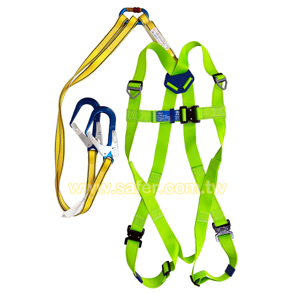 背負式安全帶(雙大鋁合金勾+雙扁帶+緩衝包) 快扣款 (1)