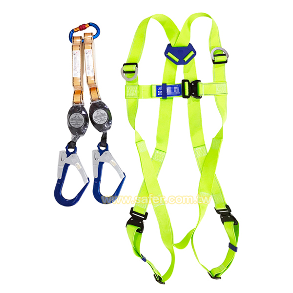 背負式安全帶(雙大鋁合金勾+雙防墜器(溜溜球)+雙緩衝包) 快扣款 (1)